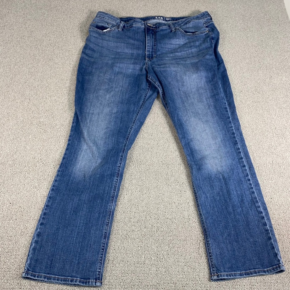 Lee Jeans Women 18M Regular Fit Straight Leg Mid Rise Denim Stretch Casual Blue